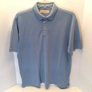 Tommy Bahama Polo Shirt Light Blue Golf Travel Rugby Short Sleeve Mens Large